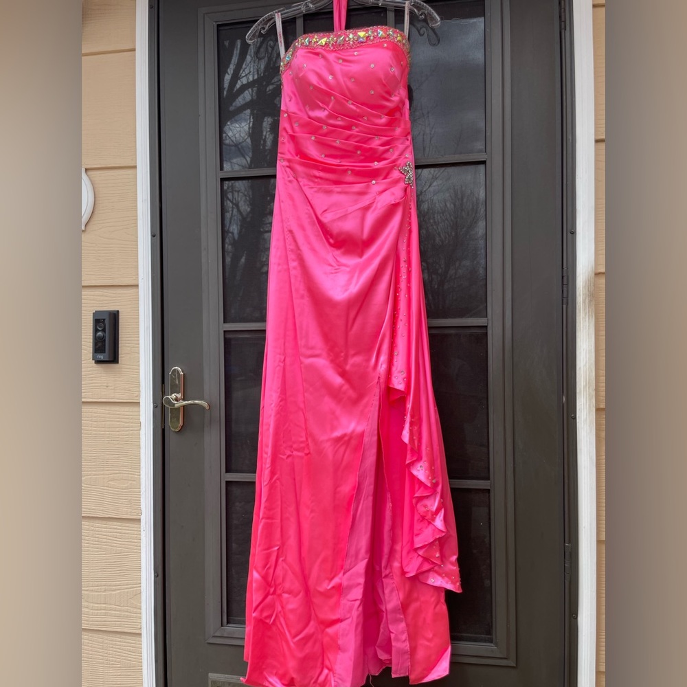 HOT PINK Kiss Kiss Formal - Strapless, Lace-Up Prom Dress